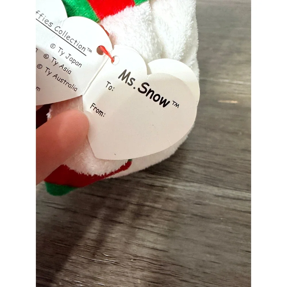 Ty Beanie Babies Ms Snow Plush Christmas Snowman Red‎ Green Scarf Hat